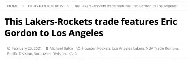 湖人队|4换1！曝湖人火箭地震级交易！波普和戈登互换