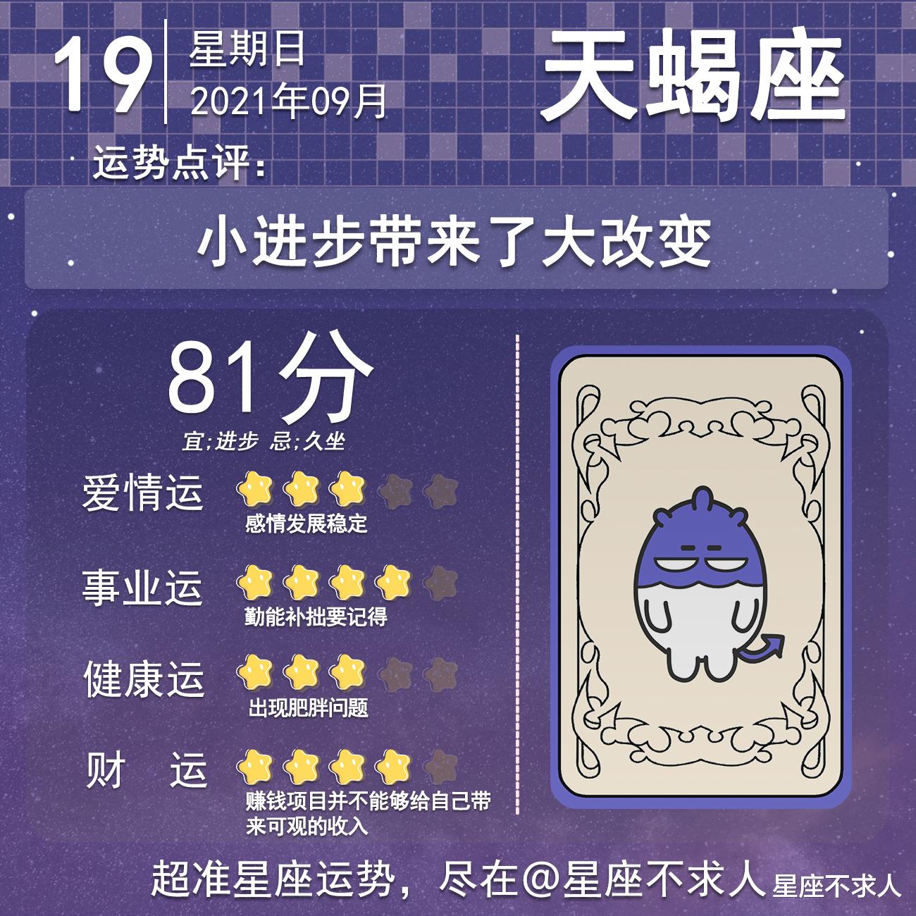 星座不求人|2021年9月19日运势