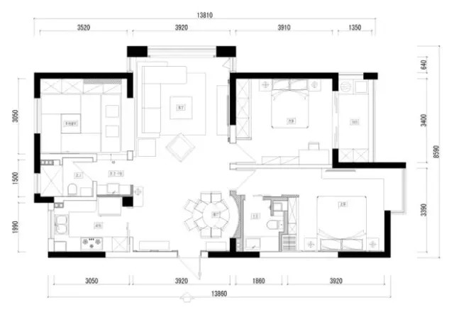 |105平简欧三居室房,欧式设计融入黑白灰色带出不凡的空间感