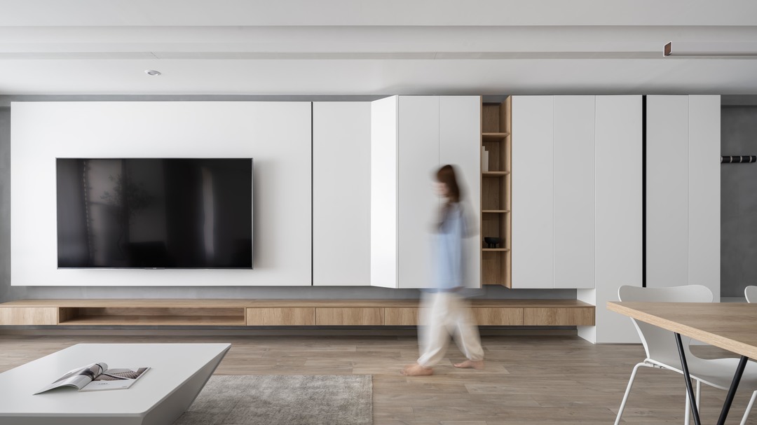 200㎡现代简约，原木、纯白、浅灰三色融合，打造通透空间