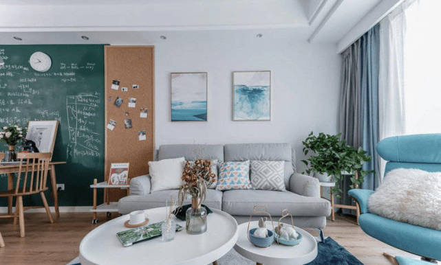 80㎡北欧风，特别耐看！头一次见餐厅背景是黑板墙！