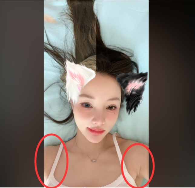 |李小璐穿着清凉躺床上自拍，皮肤白嫩体态丰满，腋下勒出两坨赘肉