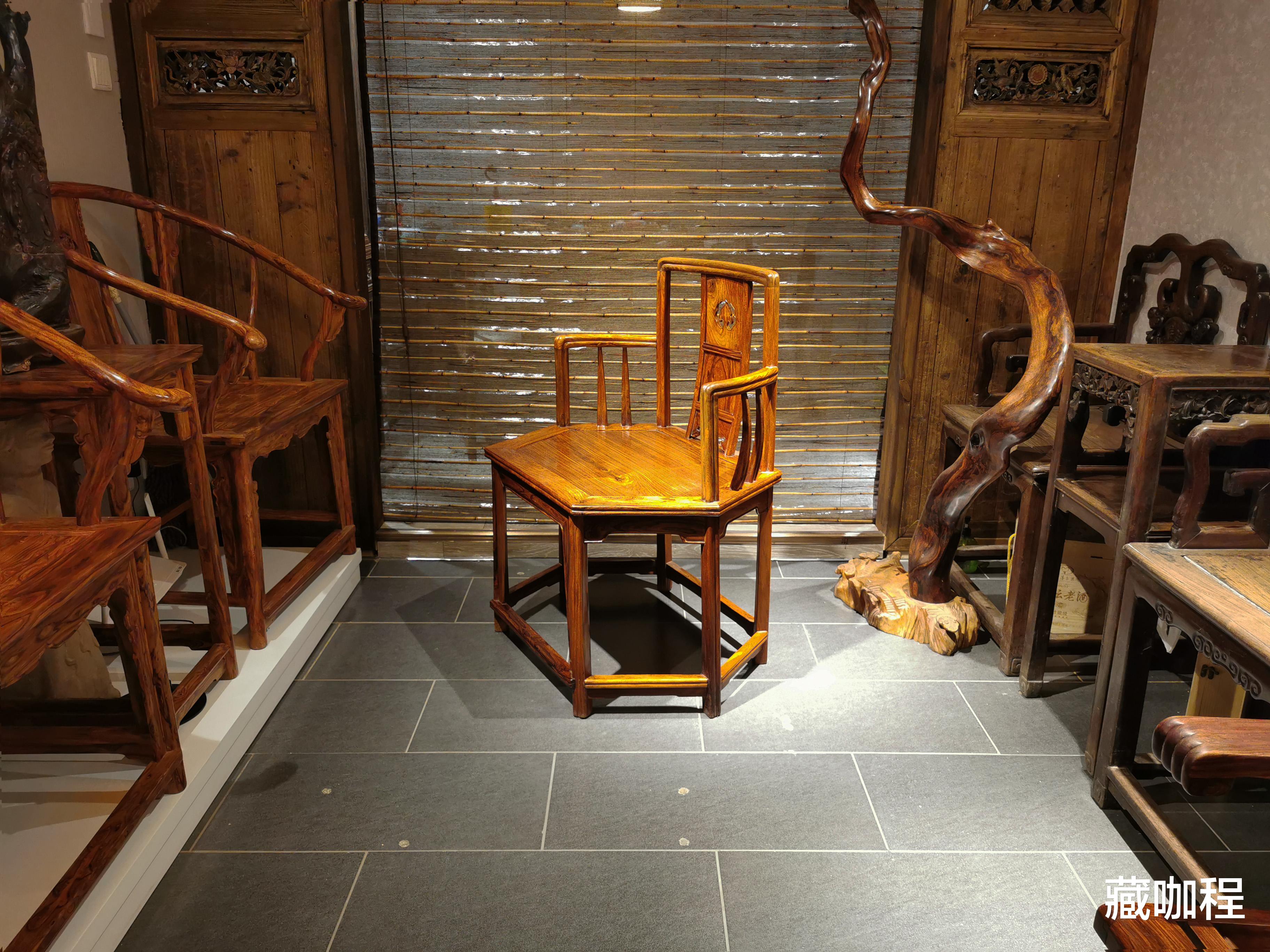 钱币|座下劈料造,黄花梨六方椅主打层次感