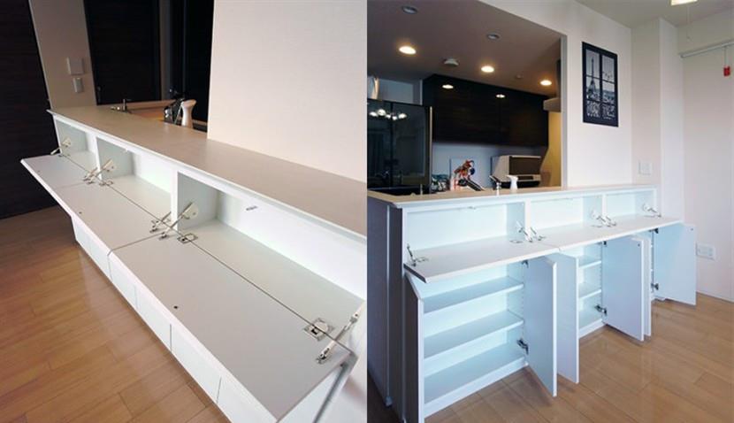 老年小妙招|老师傅透露：岛台边加10cm宽薄柜，不起眼，收纳力跟橱柜不相上下