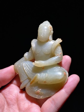 和田玉籽料|宋  和田玉籽料 释迦摩尼 玉佛 摆件 把件