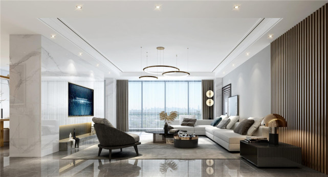 240平现代复式，高级灰的设计使人静隐归心感受到十足的归属感