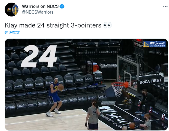 克萊·湯普森|連續(xù)命中24記三分！湯神瘋狂訓(xùn)練曝光，手感滾燙最快2天后復(fù)出