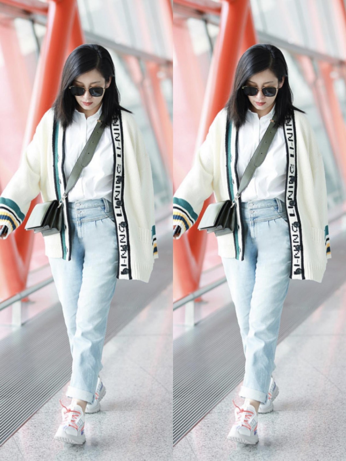 秦海璐|秦海璐私下里挺会穿的，针织衫配牛仔裤，看着很有学生感