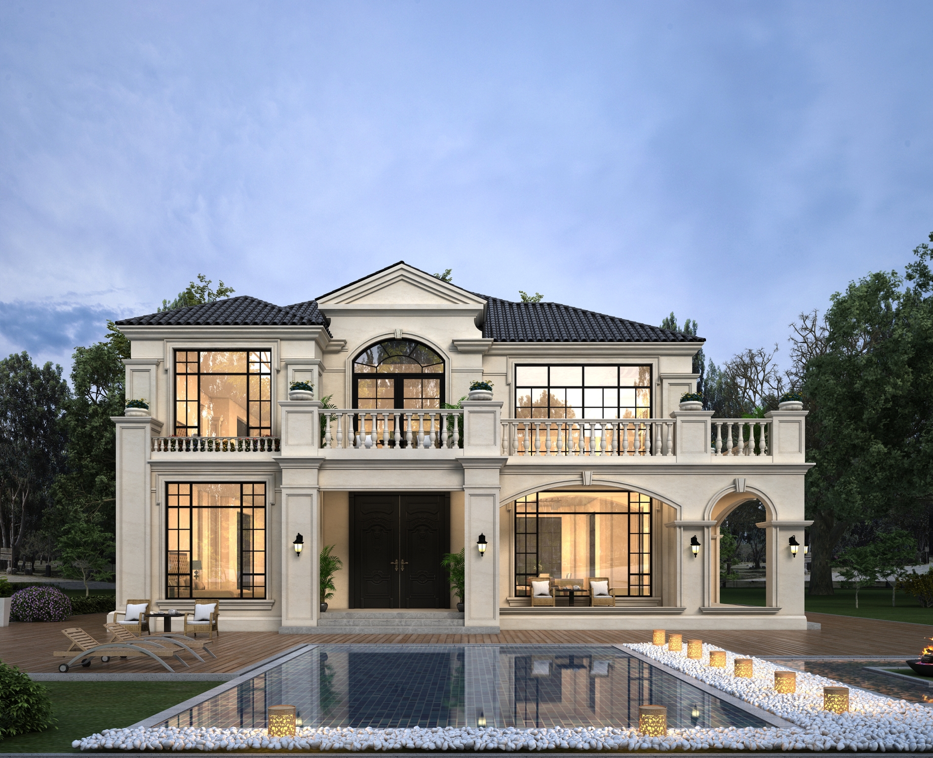 震撼欧式大占地住宅，景观连廊带来别样体验