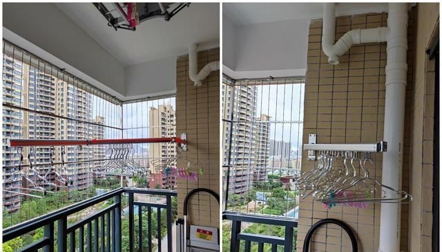 |只有一个阳台，邻居家装折叠晾衣架，一边晾晒一边改书房，真贪心