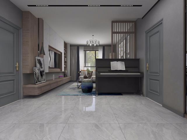 93平现代风三居室，入户放一架钢琴和屏风，居然就成了一个隔断