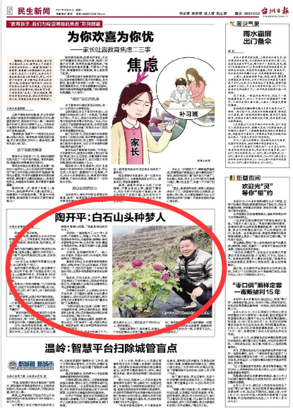 語若語非 臺州“粗人”變“雅人”，椒江57歲老板下鄉當起牡丹花主人