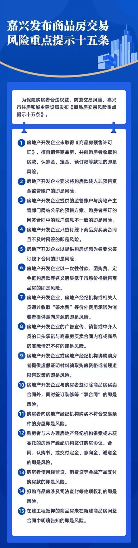 网购 涉及新房交易、茶水费！嘉兴发布15条购房风险重点提示