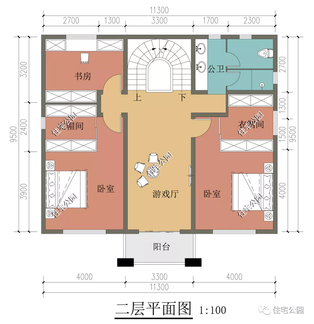 |11×11米带室内装修，三层新中式复古雅宅