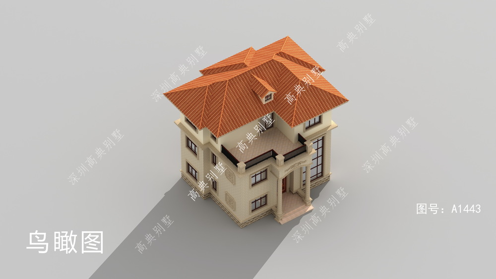 |搭配橘色坡屋顶,非常温馨亮眼,色彩拼接过度自然