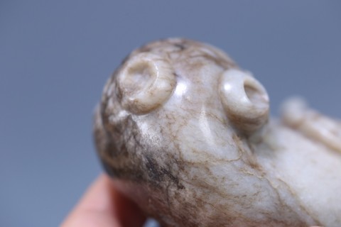 |汉代，和田玉错金银勒子