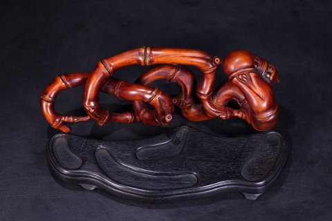 笔架|天然随形竹根笔架摆件