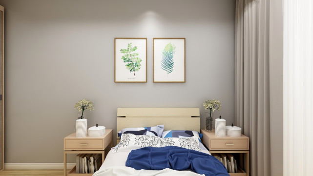 |120平现代二居室稳重大气的灰色客厅中又增添了绿植的清新