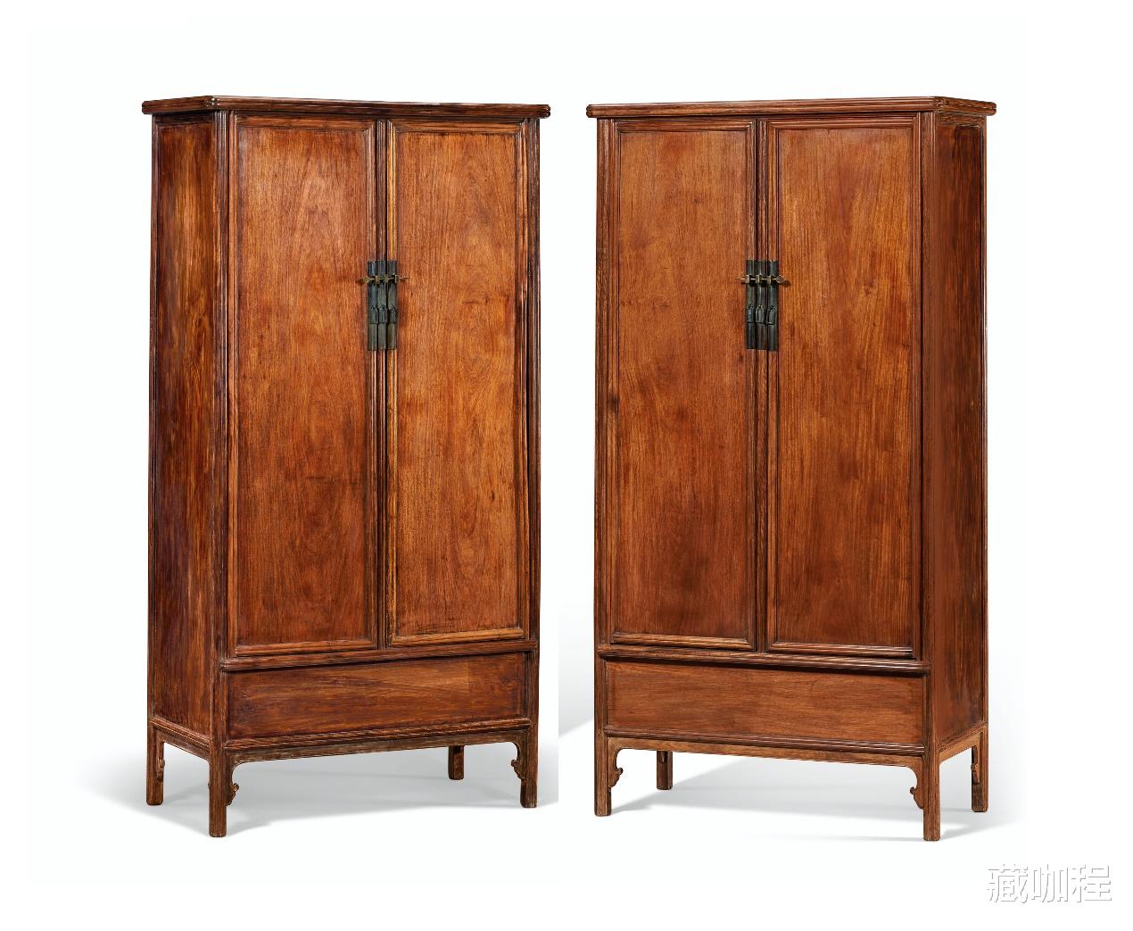 |正面全独板，清黄花梨圆角柜成对用料精