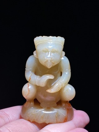 和田玉籽料|辽 和田玉籽料 白玉 迦楼罗 帽顶 炉顶