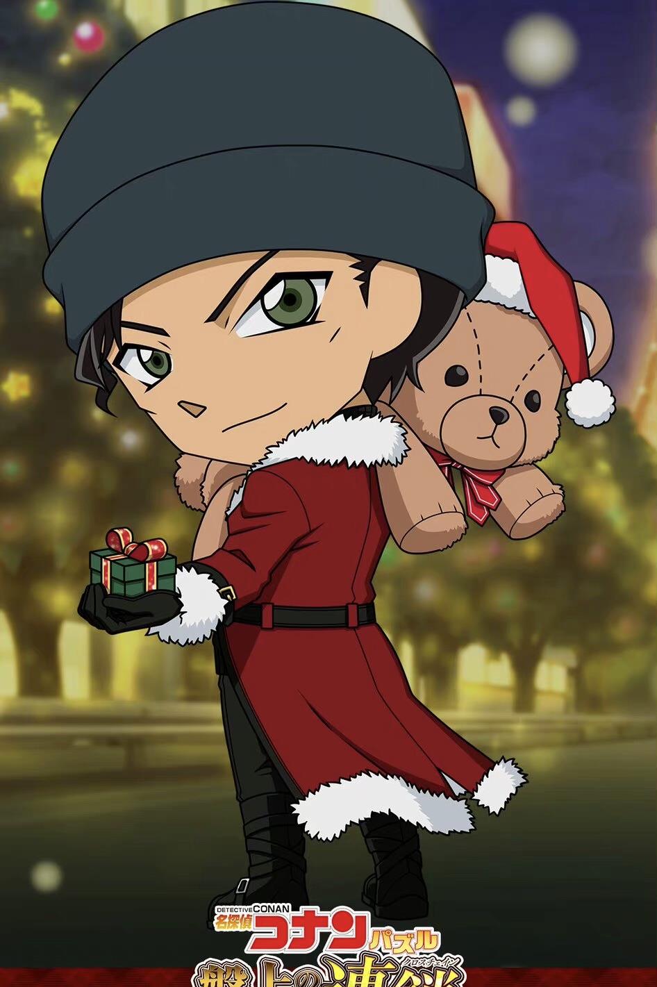 麋鹿|名侦探柯南：圣诞节Q版立绘，新增麋鹿风见裕也，跟着上司发礼物