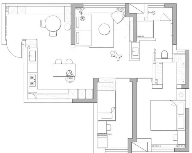 82㎡现代简约丨入户飘窗变卡座，开放式餐厨厅布局绝了