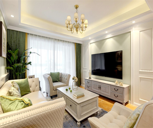 用浅绿色来打造121平“城市花园”，整体大气奢侈