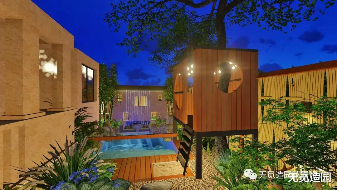 无觅造园:40平的现代禅意庭院,虽小而精致。