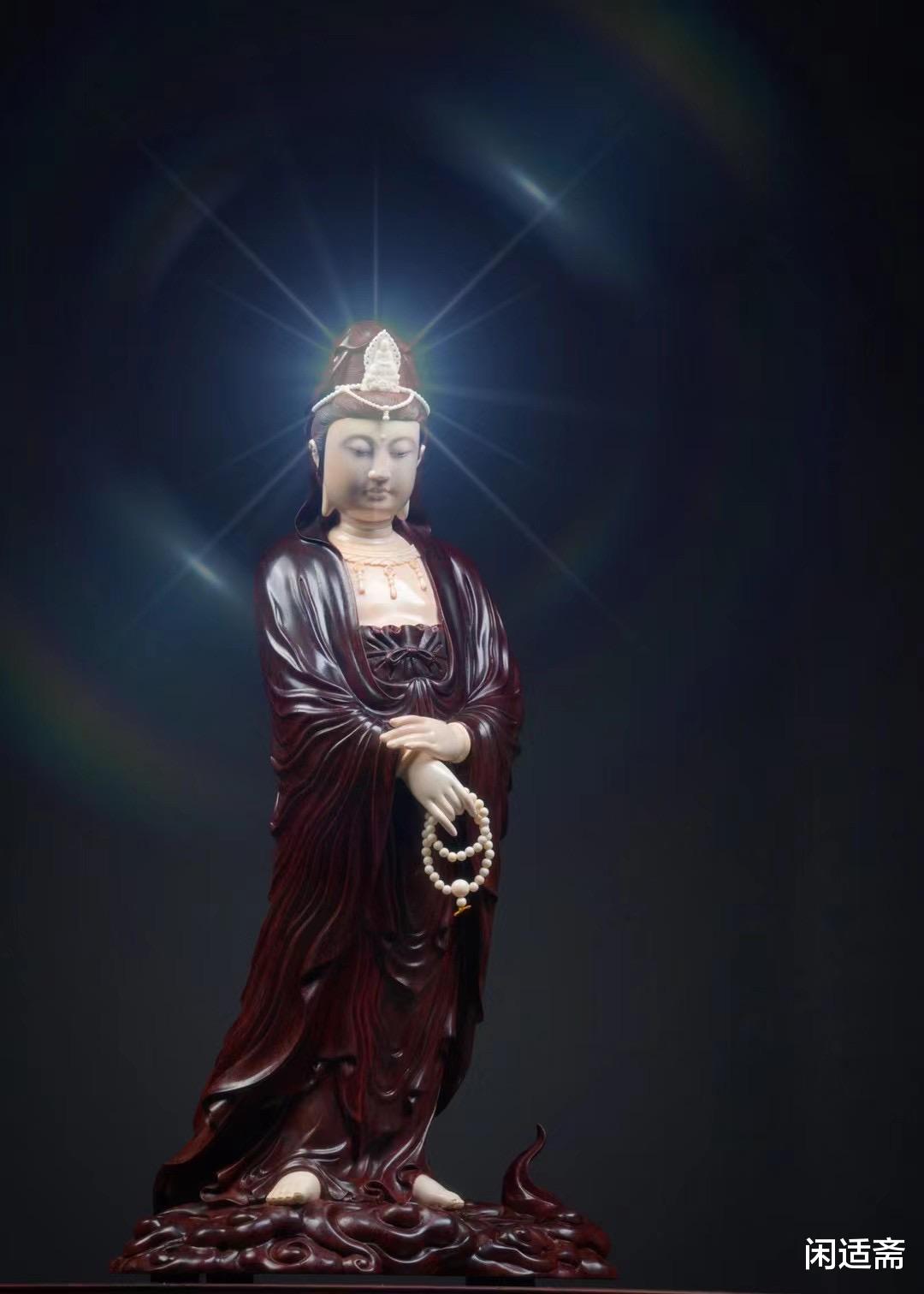 紫檀|普渡慈行，紫檀木雕，观音像