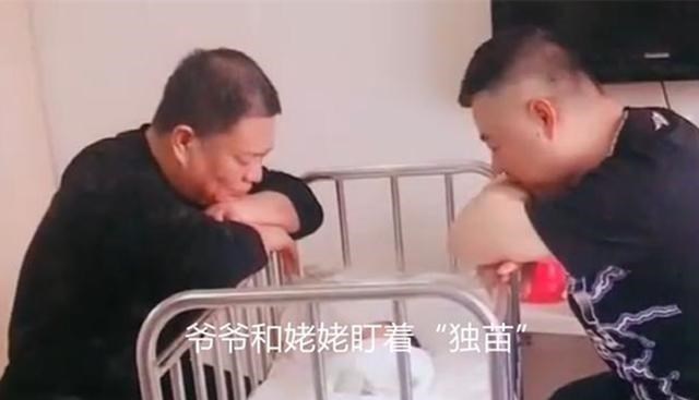 张杰雯的宝宝日记 刚出生的“独苗”,爷爷和姥爷一动不动凝视着,网友:以为是照片