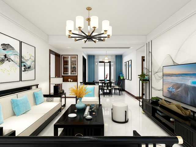 |135平中式四居室，续又错落有致，新潮又有韵味，恰到好处