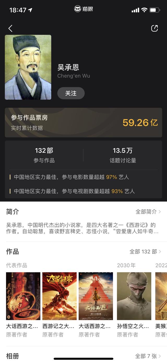 吴承恩|吴承恩总票房逼近60亿元 参与电影数量超97%艺人
