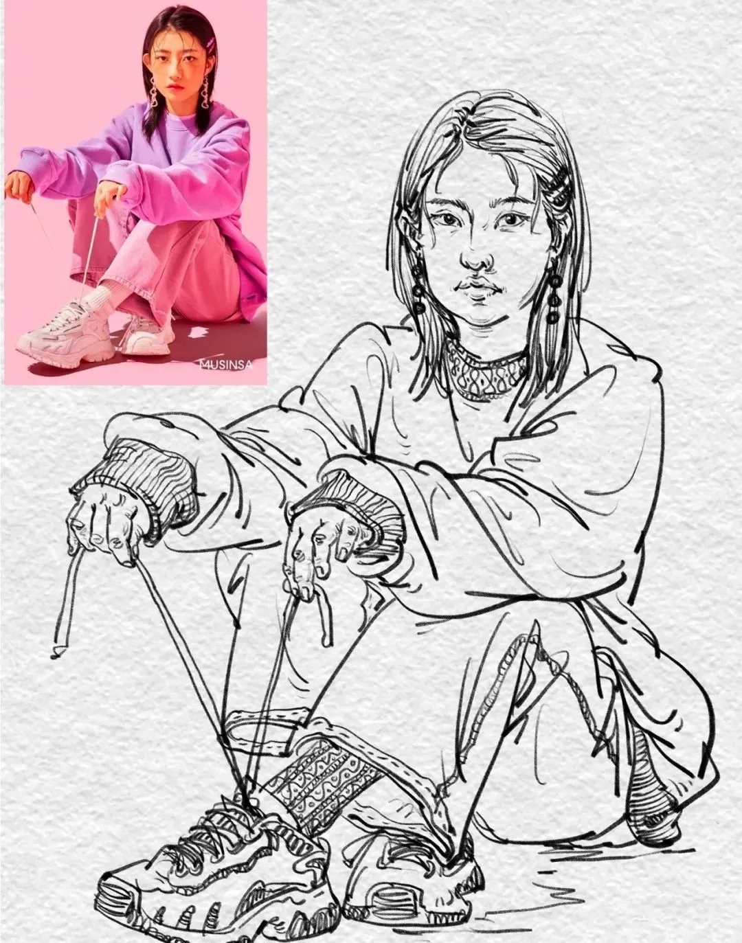 在线性速写中，如何处理好装饰线？