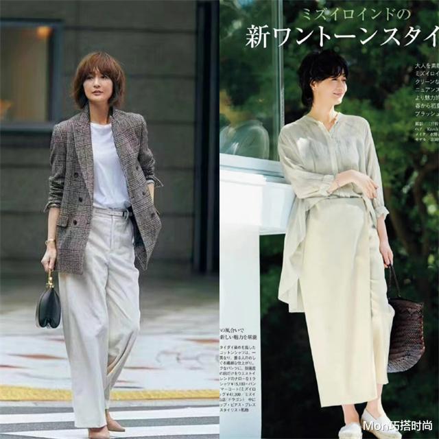 Mon巧搭时尚 又被52岁的富冈佳子惊艳到,穿搭简约却很实用,照着穿气质又高级