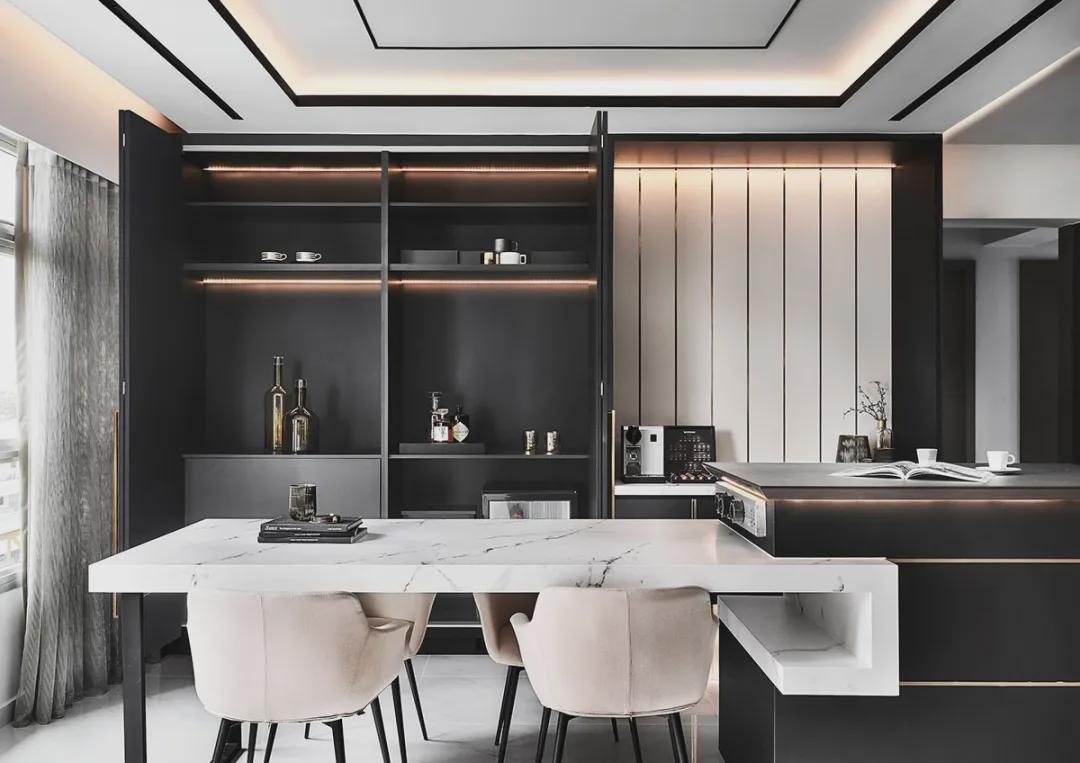 |黑白灰配色简约,106㎡有了大宅效果,花钱装得豪华不如装得高级