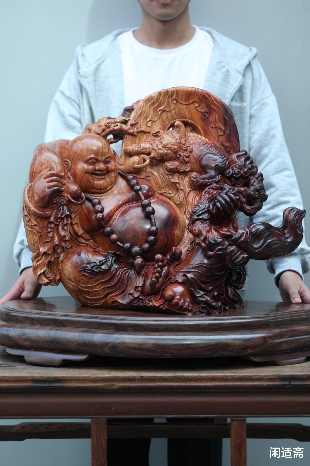 黄花梨|超大黄花梨木雕，招财弥勒佛，居家案头陈设摆件