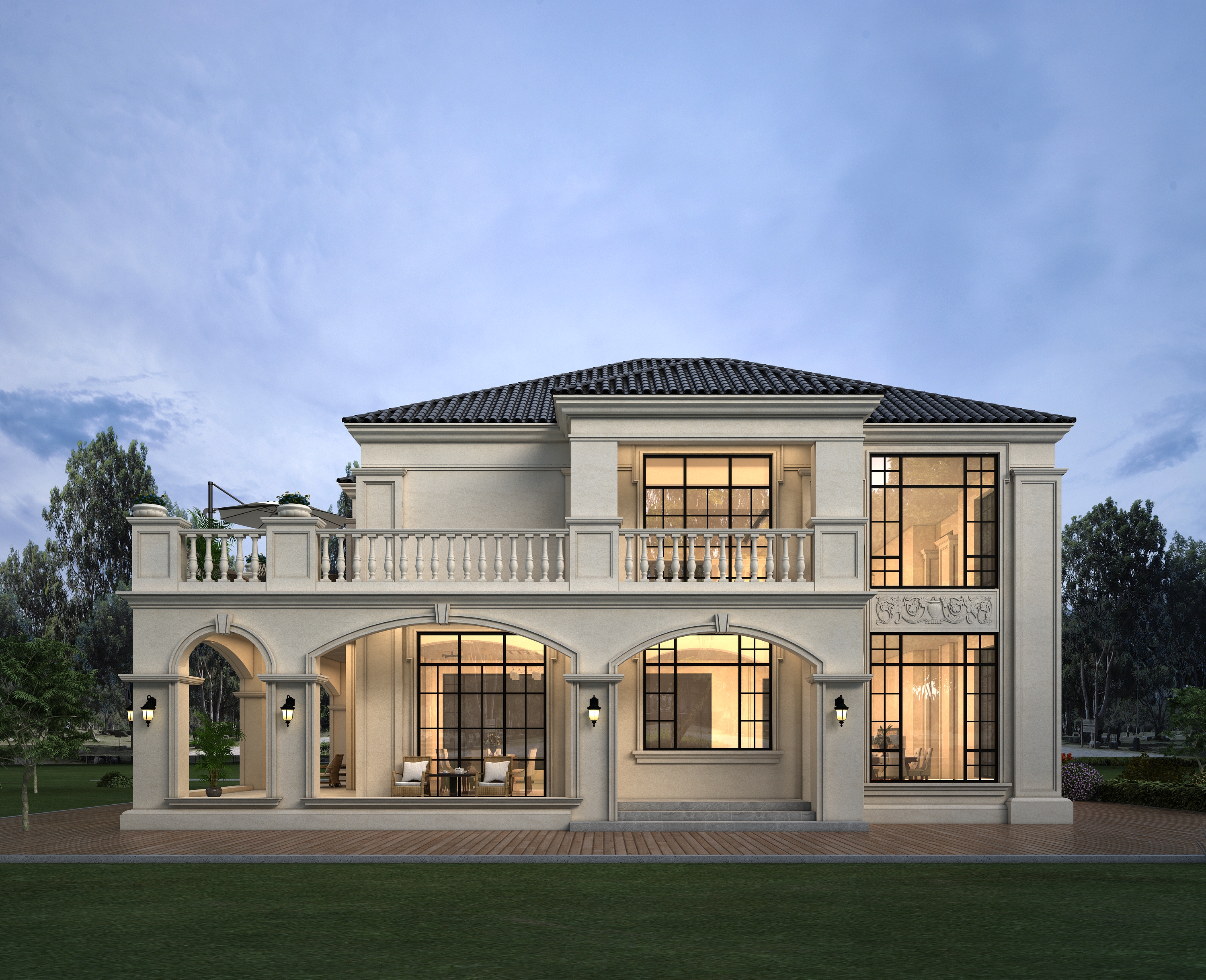 震撼欧式大占地住宅，景观连廊带来别样体验