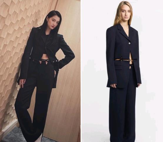 关晓彤|衣服又越穿越少了！关晓彤沈梦辰撞衫同款西装外套，关内搭更大胆