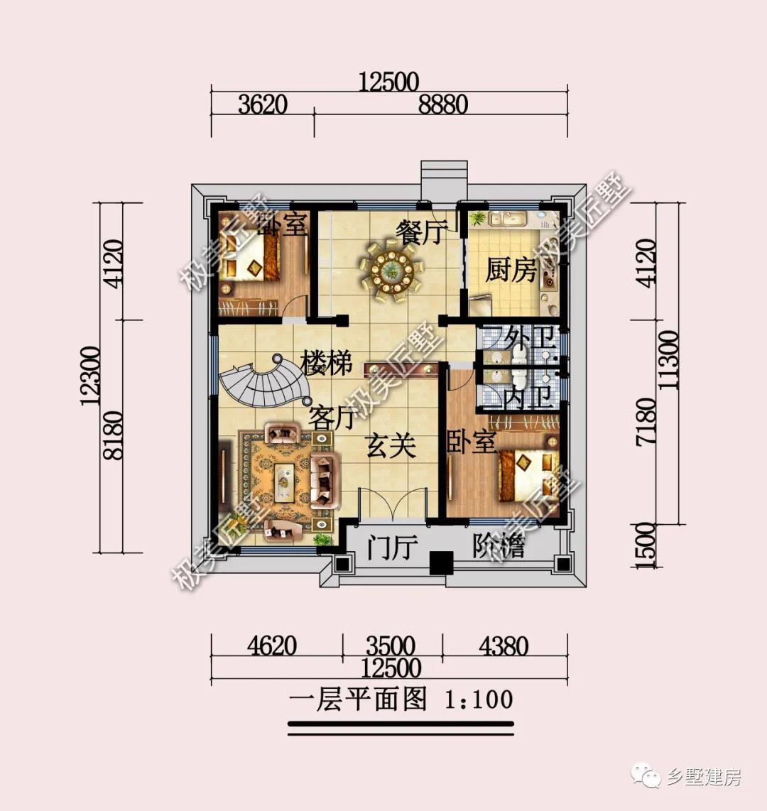 |12.5×12.3米，内外俱佳的两层欧式别墅，你一定会喜欢的经典之作