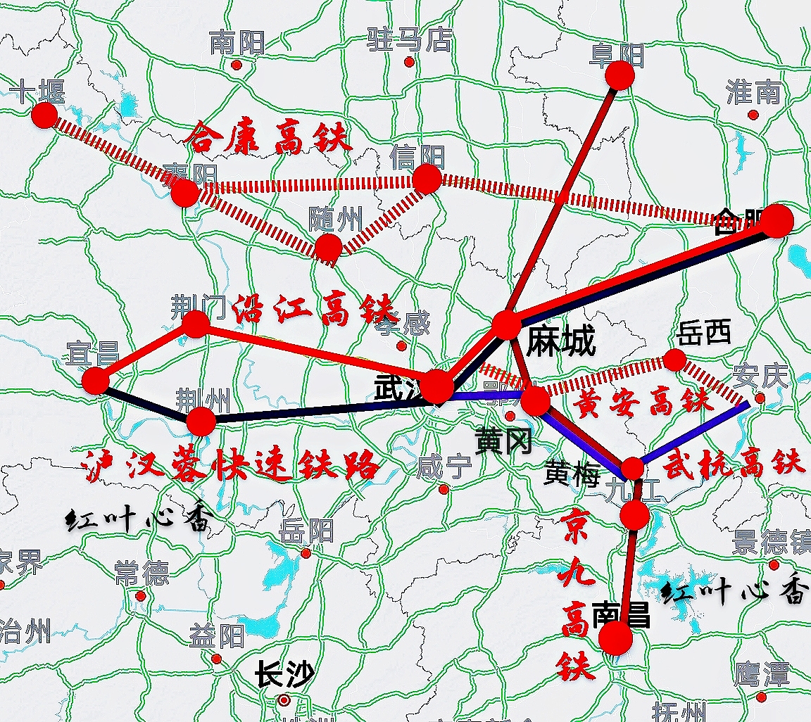 麻城漫谈 安徽、湖北间规划建设6条高铁铁，2条今年开工，还有2条存在变数