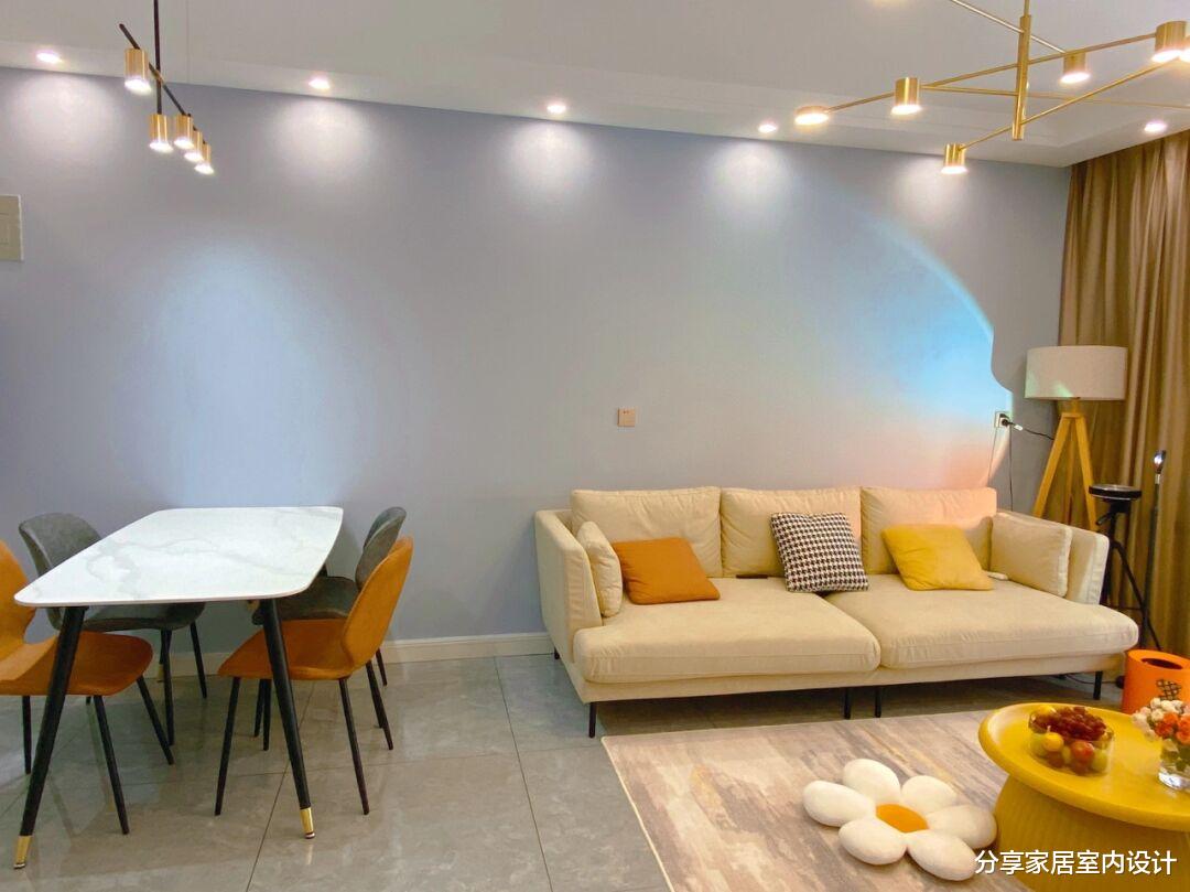 |60平北欧风格新房，墙面刷网红灰，全屋很漂亮，一家人都很满意！