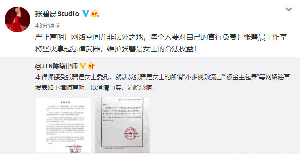 张碧晨|张碧晨发文回应包养事件，警察权威鉴定：视频里的人不是她