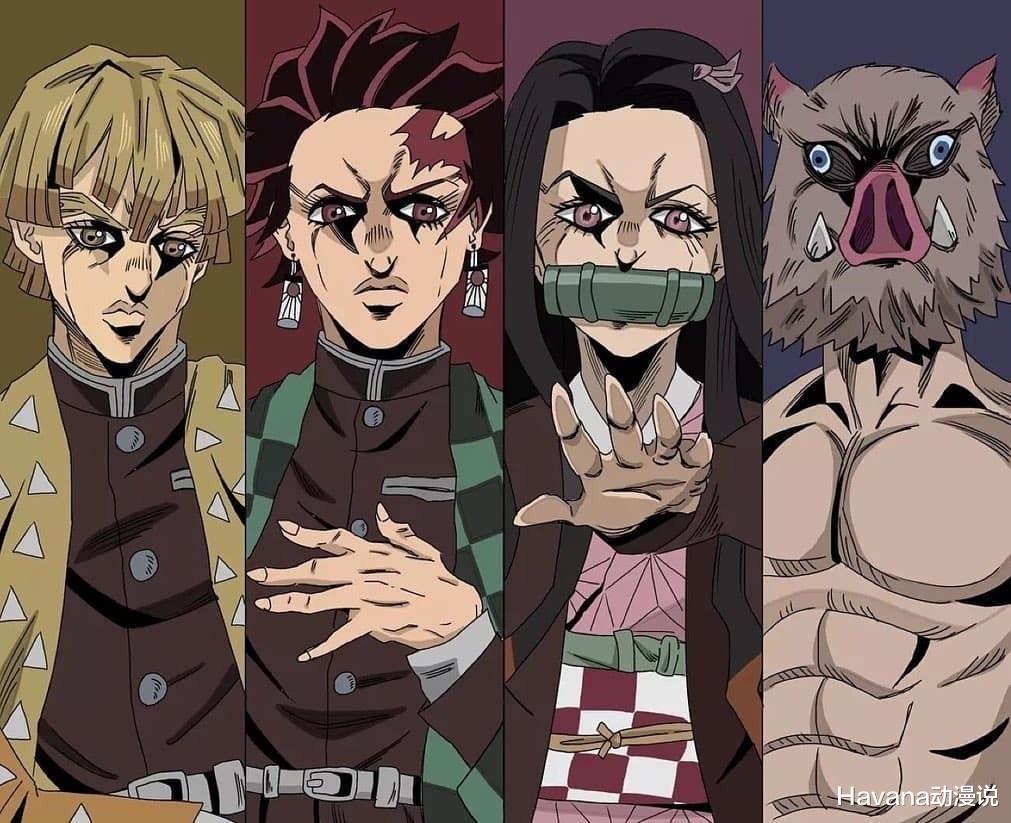 jojo|当《鬼灭之刃》遇上《JOJO》，九柱画风突变，虫柱都充满喜感！