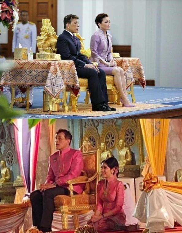 诗妮娜 苏提达坐着、诗妮娜跪着，泰国王室尊卑有多明显？