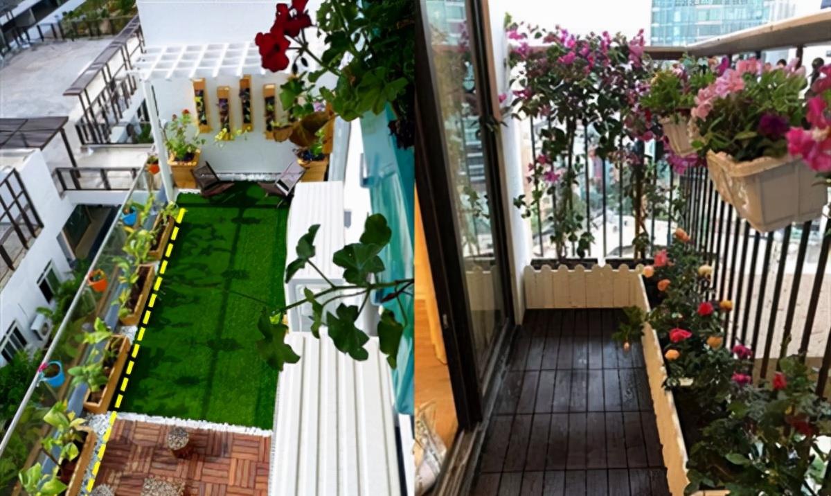 送的2㎡北阳台,洗衣晾晒用不上,铺防腐木撒鹅卵石,简单、漂亮