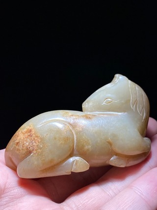 玛瑙|明 和田玉籽料 玉马 卧马 摆件