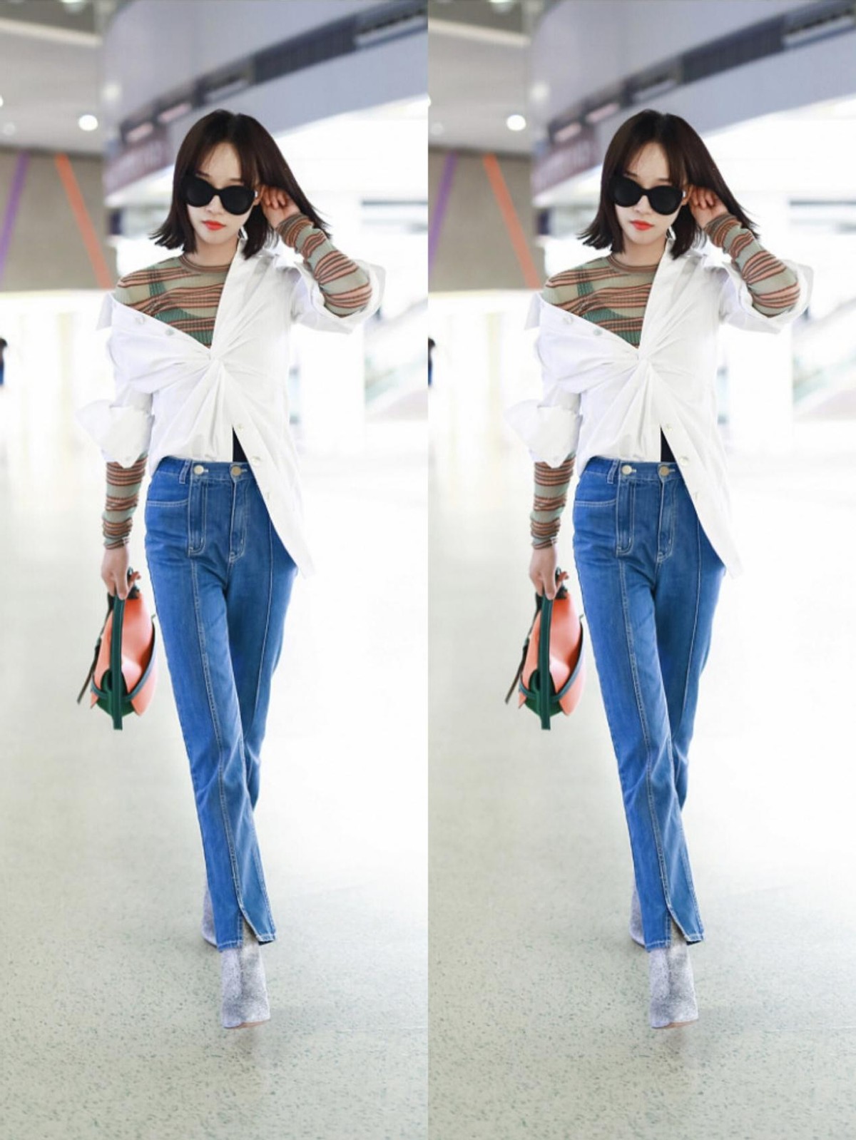 白小白的衣橱|蓝盈莹私下里真够时髦的，白色衬衫不好好穿，但看着一点也不邋遢