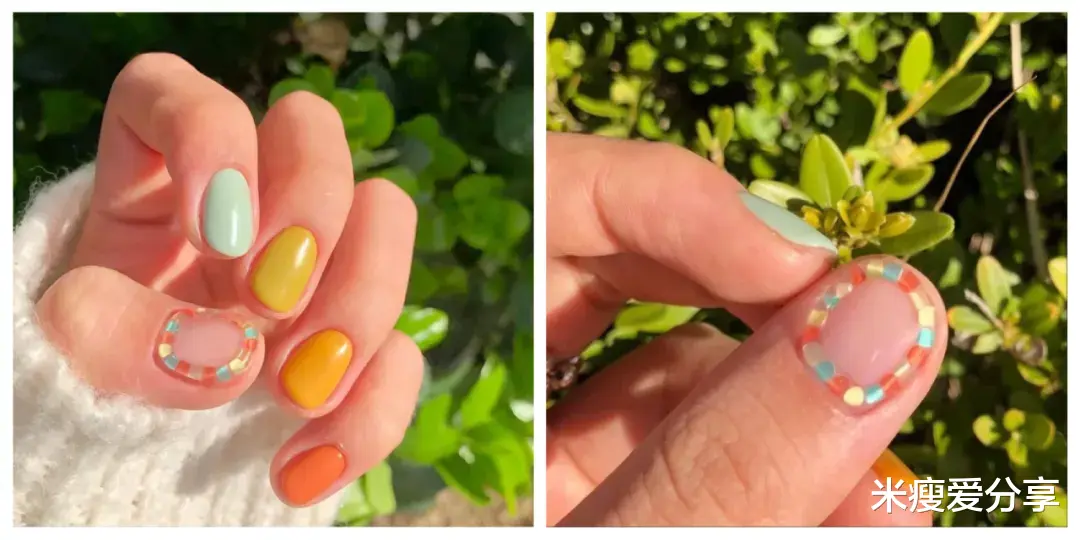美甲|不贴延长甲也好看的短美甲，整体显得高级，干净利落！