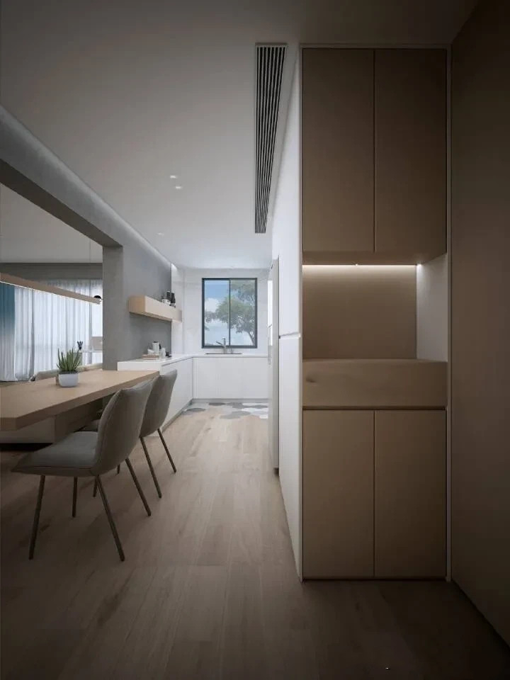 118平米的现代简约风，入户整个空间大气迷人，开放式的设计好看