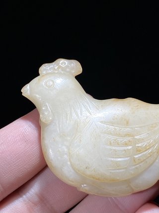 和田玉籽料|明 和田玉籽料 白玉 玉鸡 挂件